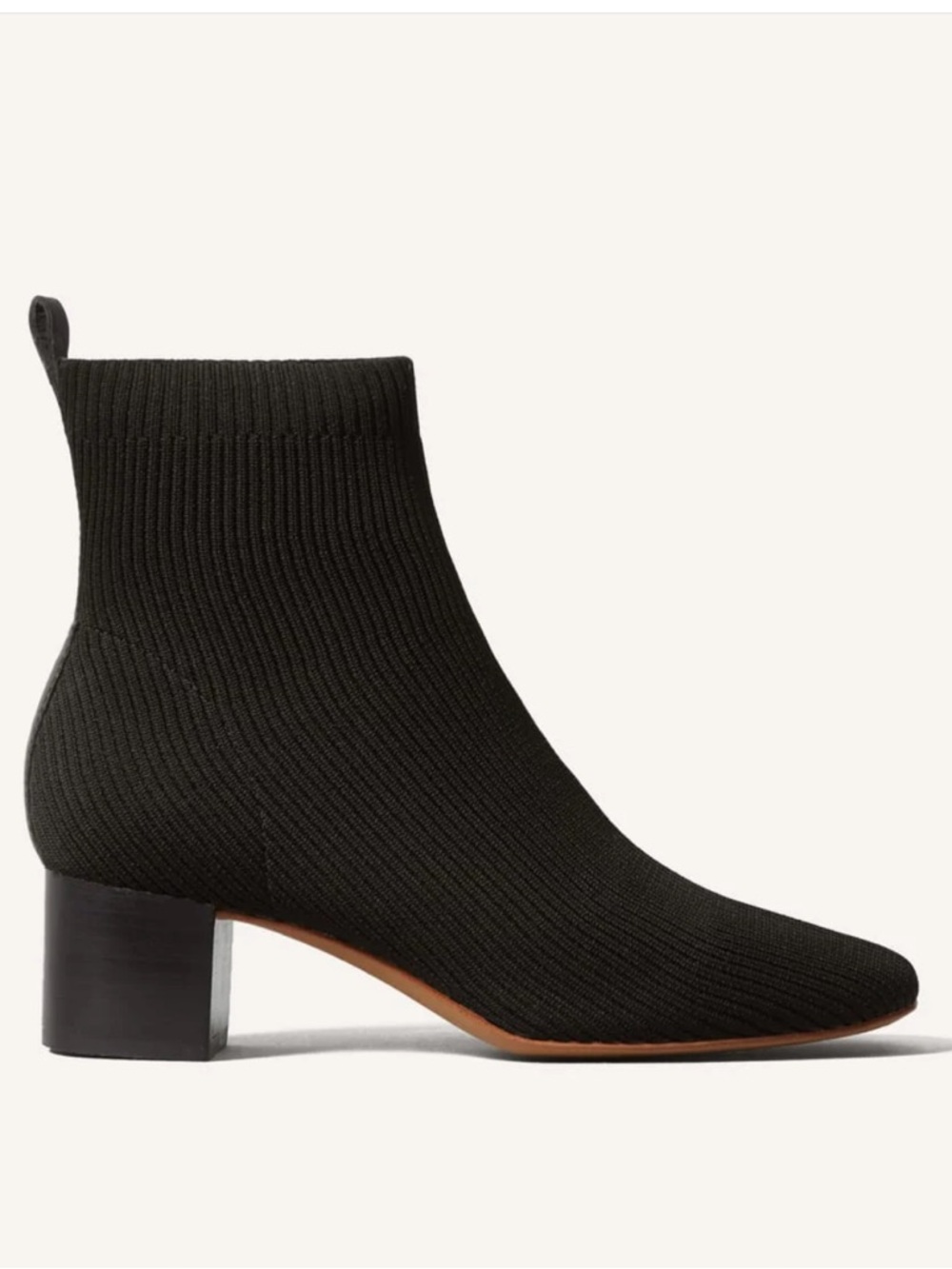 Everlane The Glove Boot Black Knit Ankle Boot with Block Heel 7.5
